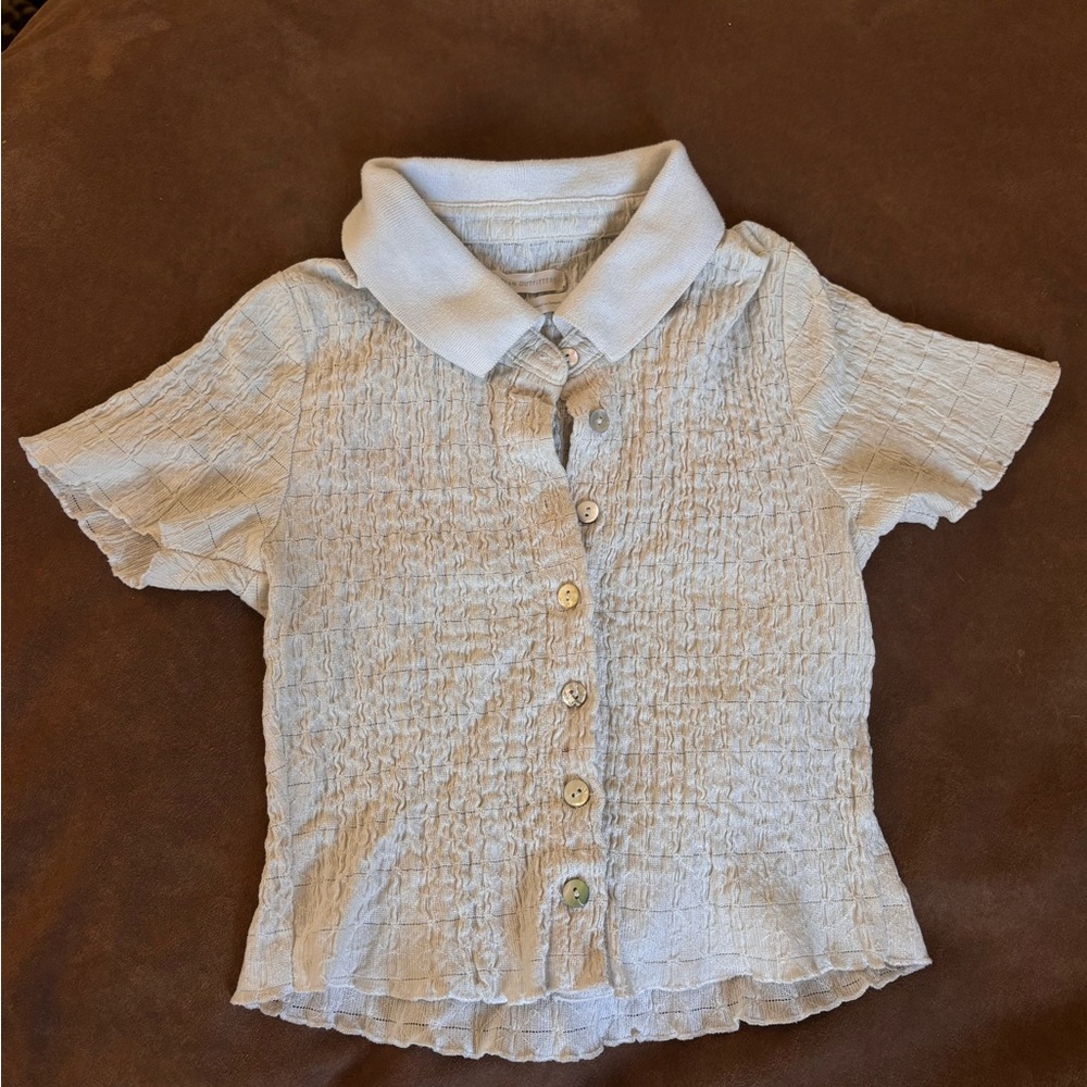 Urban Outfitters Cream Textured Button-Up